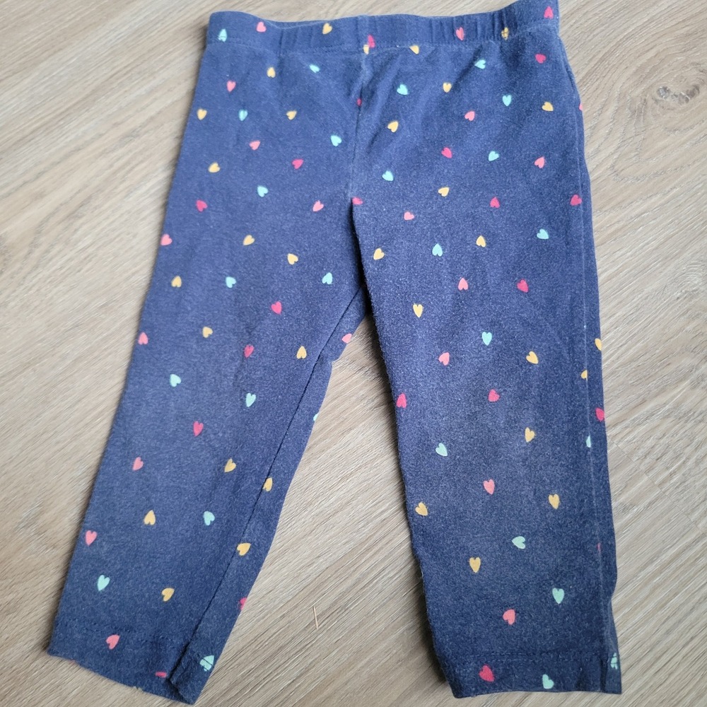 Little Planet Girls Leggings 12M Navy Blue Heart Print Cotton Stretch Casual